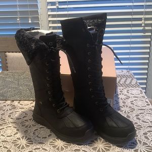 NWB UGG ADIRONDACK TALLIII LEOPARD WATERPROOF SHEEPWOOL BOOTS SZ. 7 Black